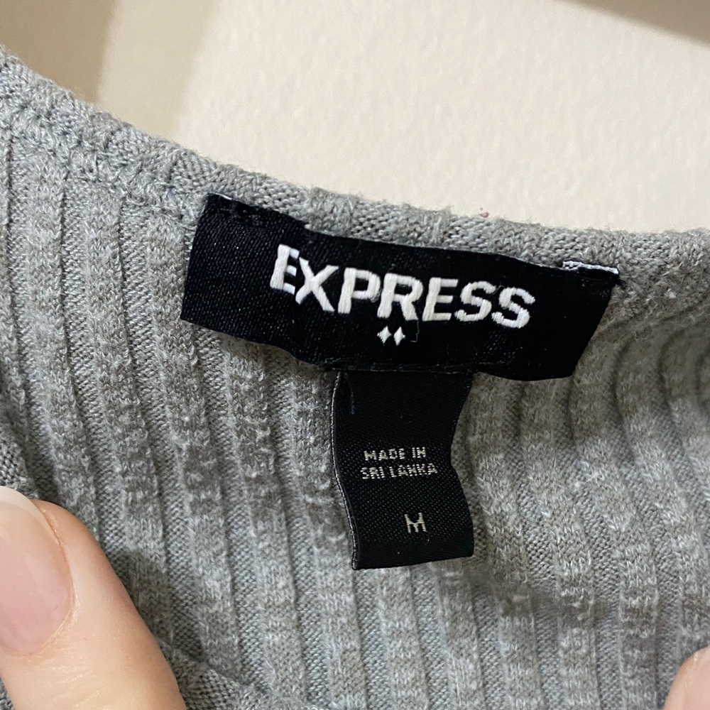 Express Gray Ribbed Bodysuit - Picture 2 of 3